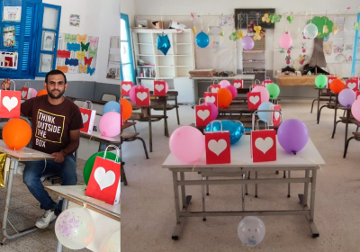 Depuis 8 ans et à chaque rentrée scolaire ,ce tunisien décore les salles de classe et réserve des cadeaux aux enfant