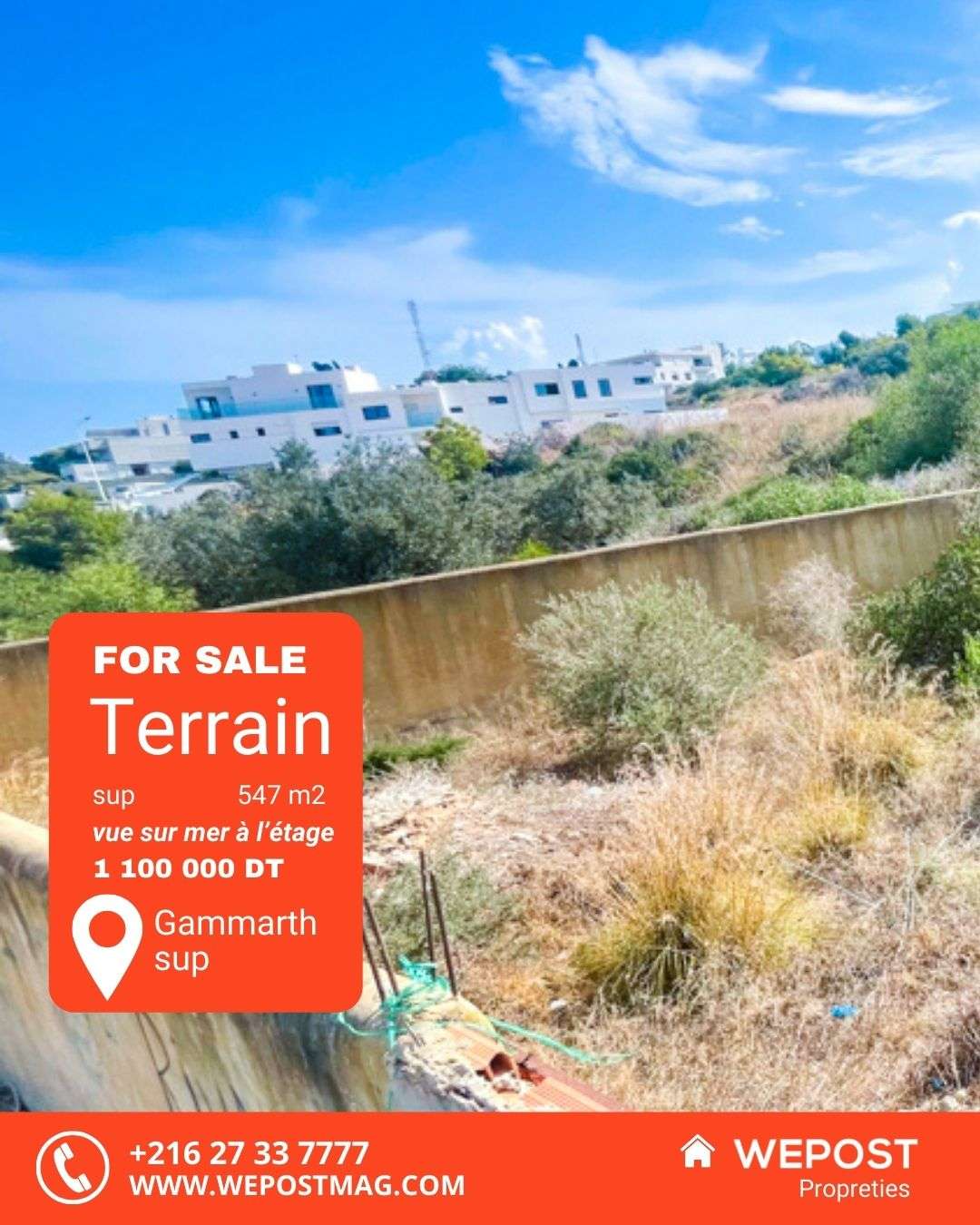 Terrain à vendre à Gammarth Supérieur